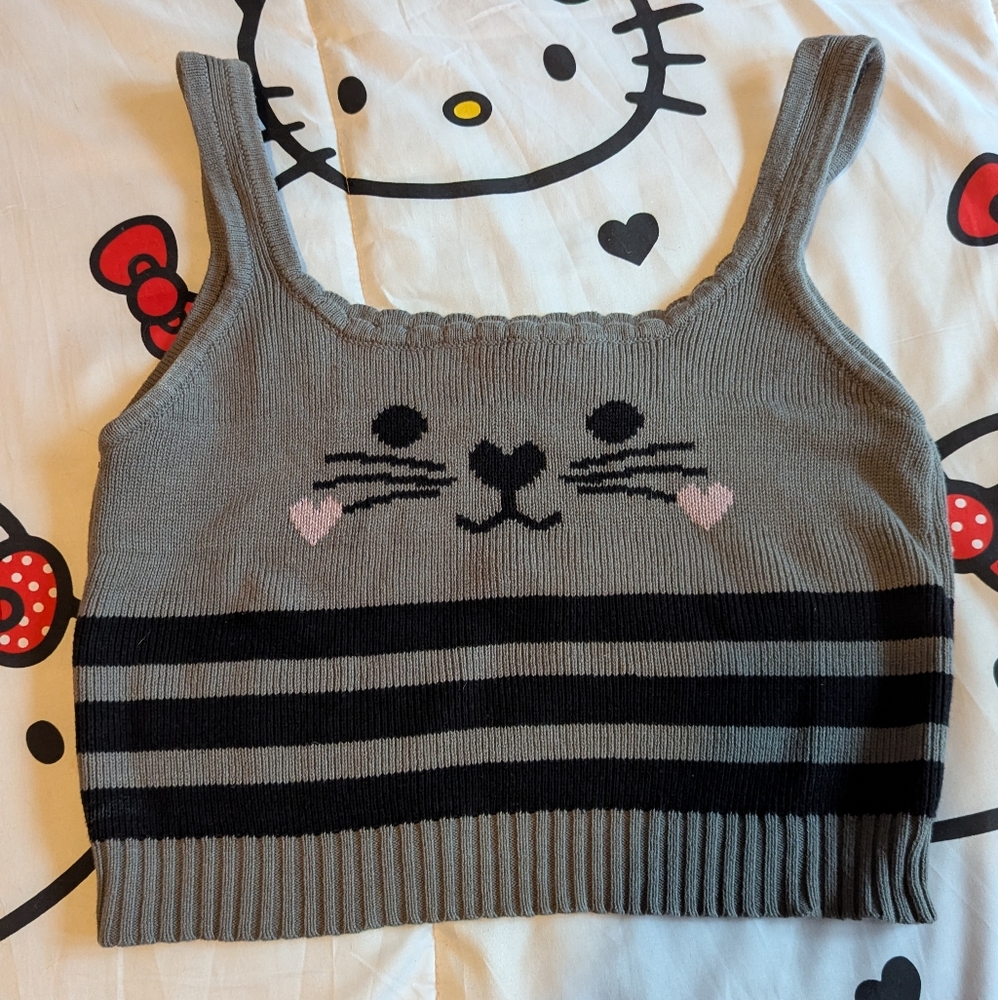 Kawaii Kitty Cropped Sweater Vest Size XL from Hot Topic